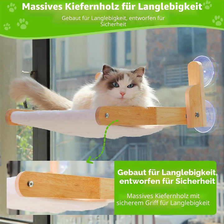 Katzenfensterstange mit Holzrahmen - Aloxina Faltbares Katzenhängemattenbett für Indoor-Katzen, weic