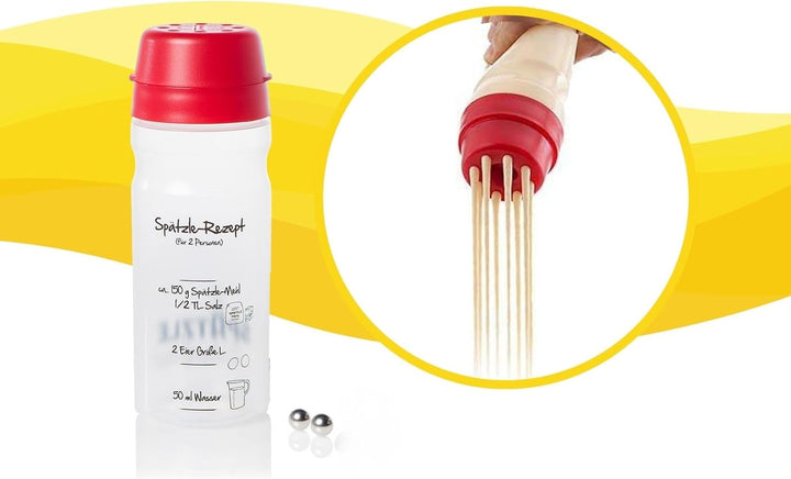 Das Original 2 Portionen (675ml rot) Selbstgemachte Spätzle mit unserem Spätzlemaker - Spätzleshaker