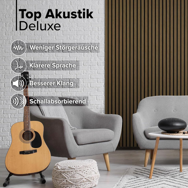 HEXIM Akustikpaneele 4 Stück 280x30cm Holz Grande - XXL Wandpaneele Platten Lamellen Holzpaneele Ech