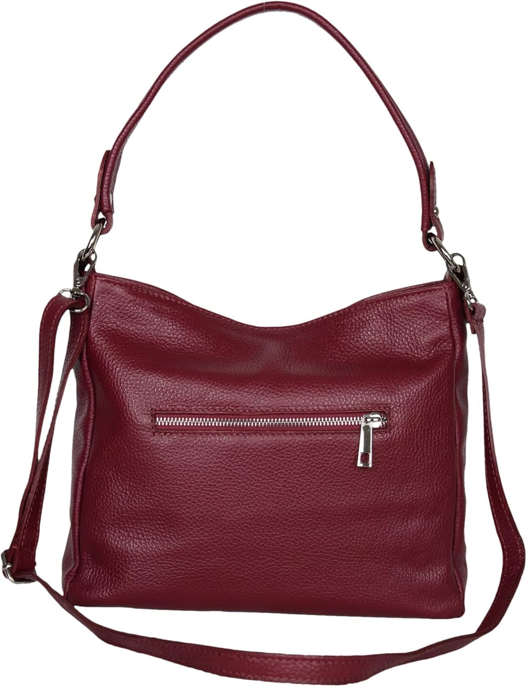 AmbraModa GL35 - Damen Handtasche Schultertasche Umhängetasche aus genarbtem Rindsleder Bordeaux, Bo
