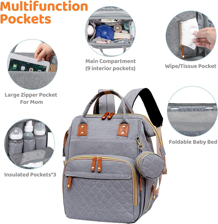 Fexkean Wickeltasche Rucksack Baby Wickelrucksäcke mit Grosser Kapazität Tragbare Reisewindeltasche