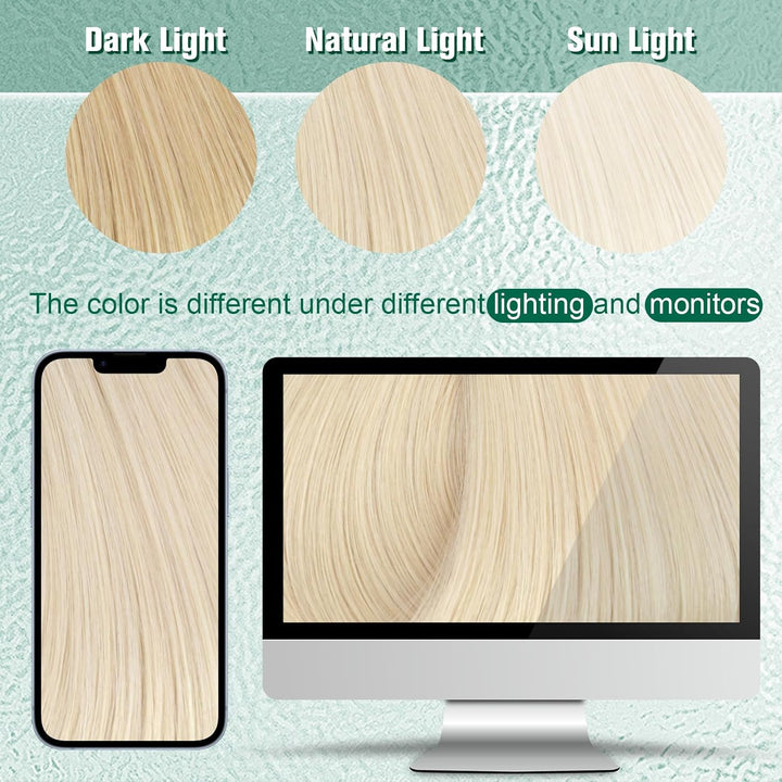 Easyouth Blond Tressen Extensions Echthaar Weft Tressen Echthaar Farbe Platinblond Tressen Extension