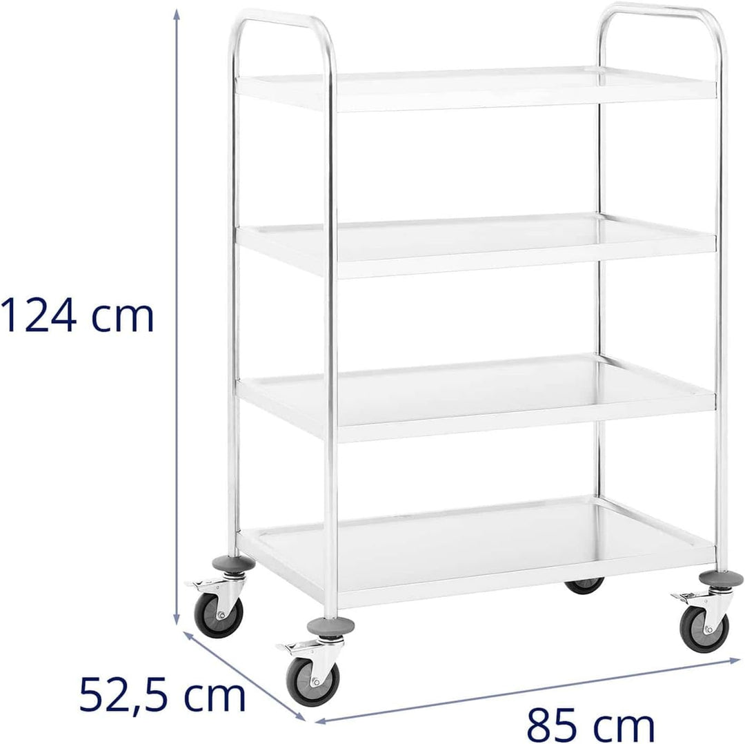 Royal Catering - Servierwagen Küchenwagen (4 Borde, 200 kg belastbar, 85 x 52,5 x 124 cm, 27 cm Abst