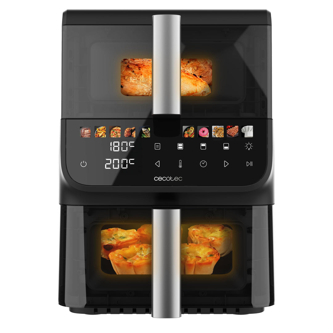 Cecotec Heissluftfritteuse Cecofry DuoLevel 10000 DuoSize Window, 2000 W | 10L, Heissluftfritteuse D
