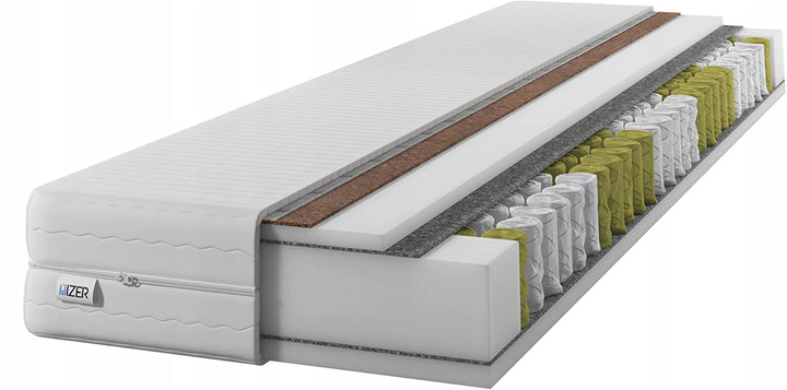 IZER Matratze GoldPLUS 70x200 cm mit KOKOS-Material | 2 in 1 (H3 und H4) | 7 Zonen | Taschenfederker