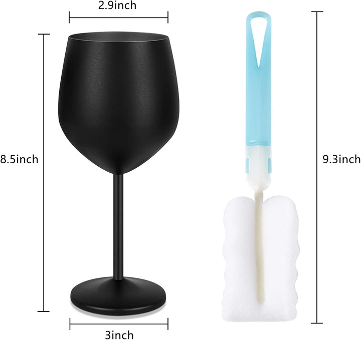 Livole Cocktailgläser aus Edelstahl, Rotweingläser mit Stiel, Unzerbrechlich Weingläser, 18Oz 550ml
