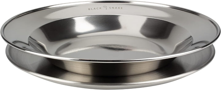 Black Snake® Camping Teller Set 1 flach &amp; 1 tief - Edelstahl Essteller - robustes Outdoor Geschirr f