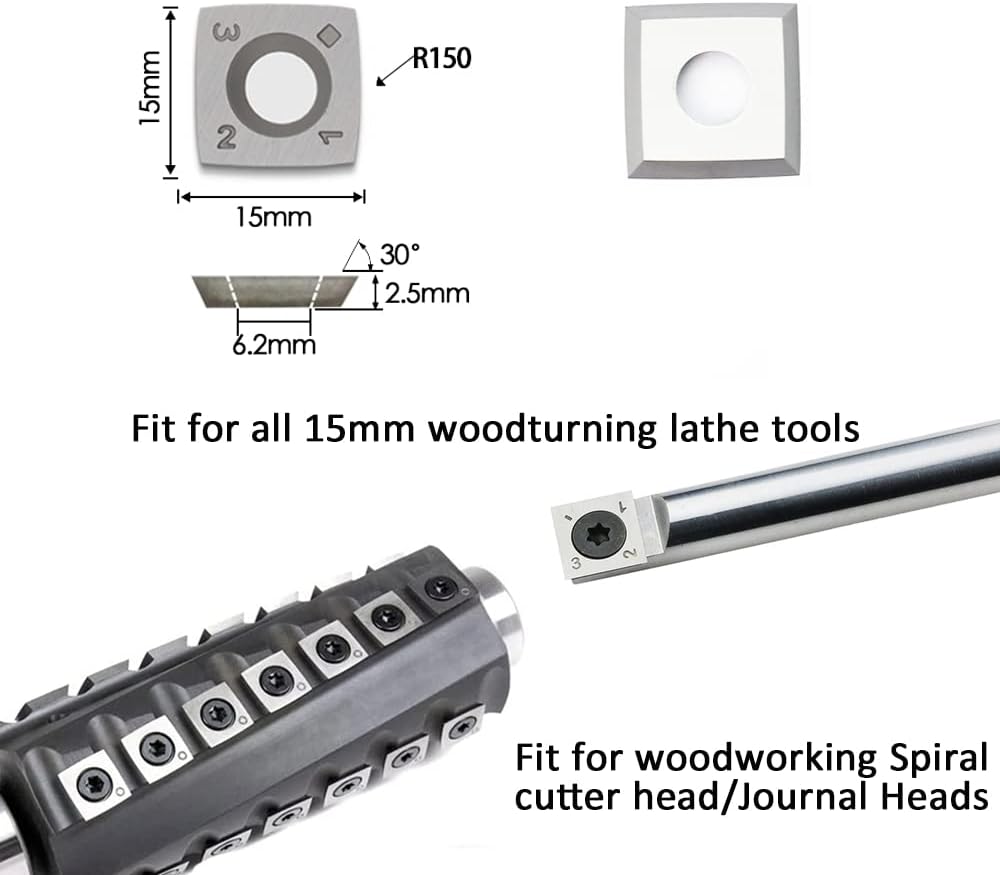 CDBP HM Vorschneid-Wendeplatten 15x15x2,5mm mit R150 Radius Schneidekante für Schaftfräser-Fräswerkz