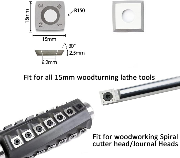 CDBP HM Vorschneid-Wendeplatten 15x15x2,5mm mit R150 Radius Schneidekante für Schaftfräser-Fräswerkz