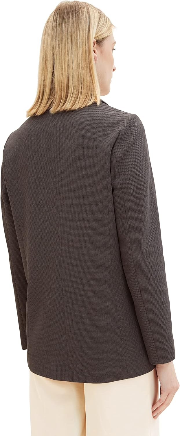 TOM TAILOR Damen 1037908 Blazer mit Struktur (1er Pack) M 32251 - Dark Mineral Grey, M 32251 - Dark