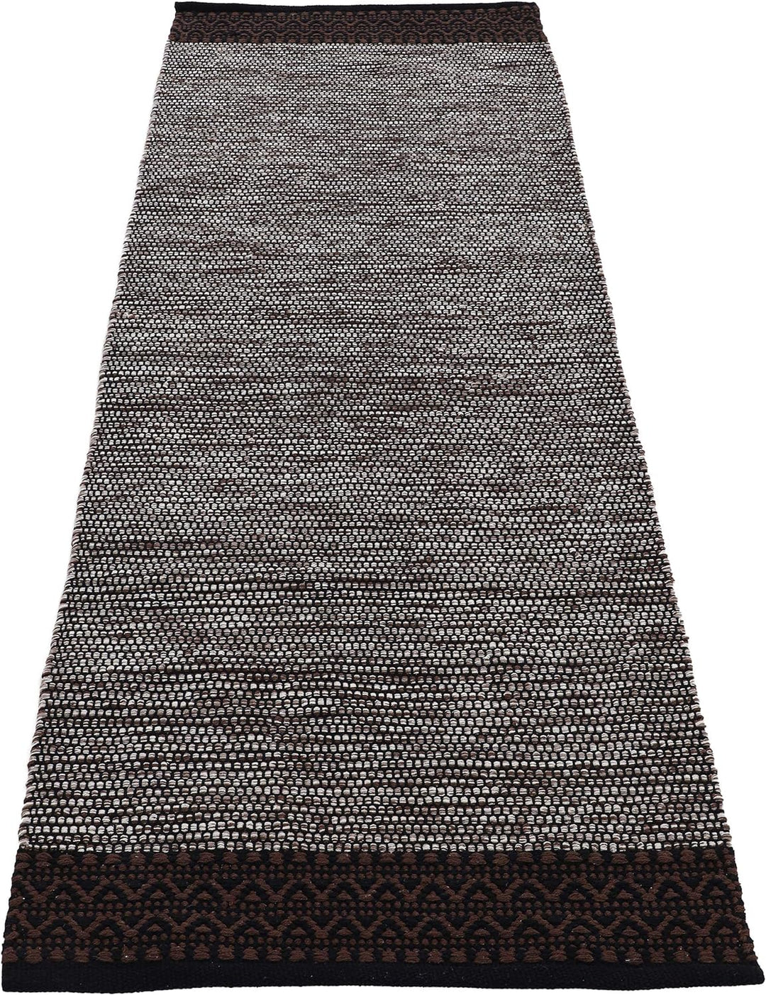 carpetfine Baumwollteppich Kelim Mia Läufer Braun 60x180 cm | Moderner Teppich für Wohn- und Schlafz