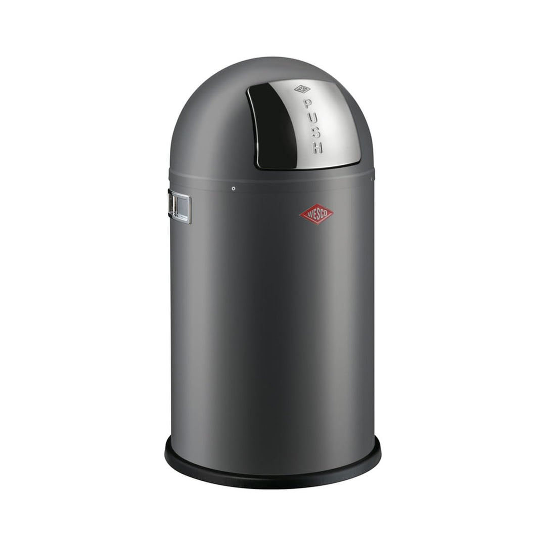 Wesco Pushboy junior Mülleimer in der Farbe graphit matt, pulverbeschichtetes Stahlblech, 22 Liter V