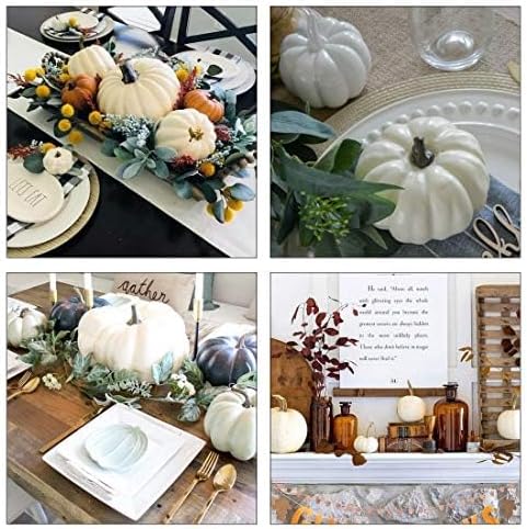 O-Kinee Kürbis Herbst Dekoration Draussen, 12 Stück DIY Kürbis Deko, Künstliche Pflanzen Kürbisse, W