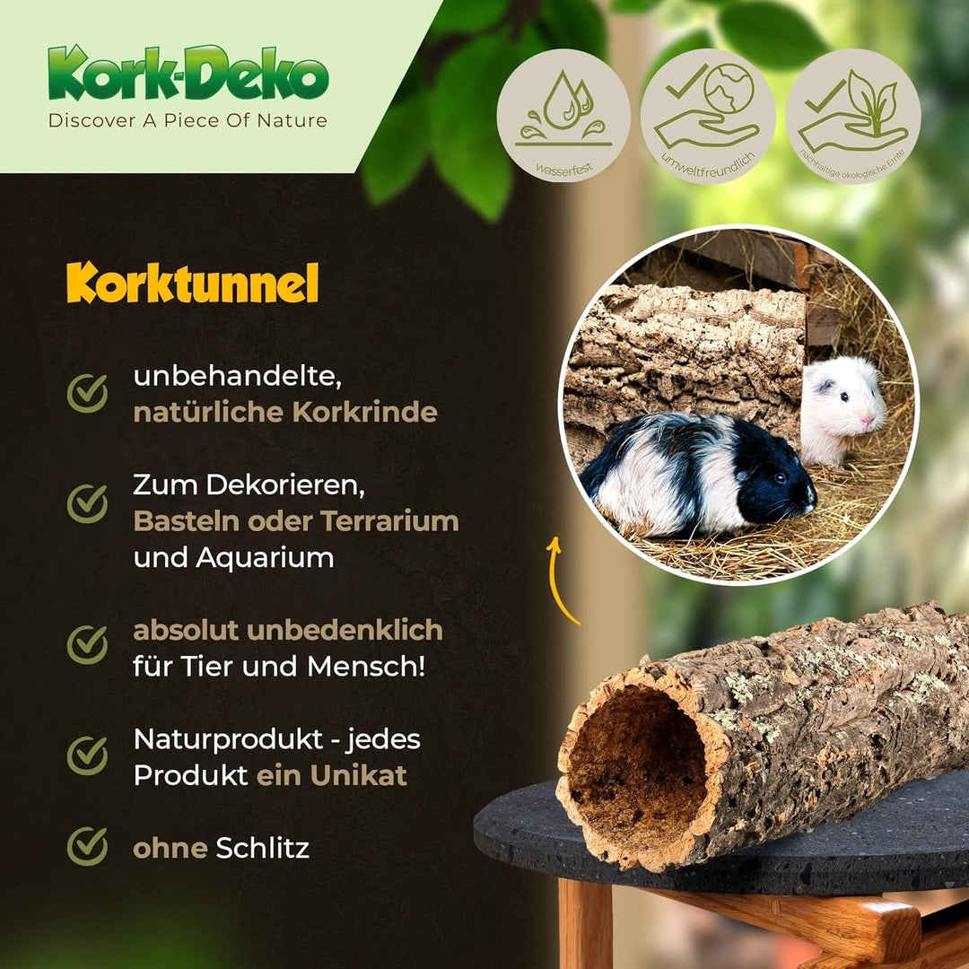 Kork-Deko XL Korkröhre | Korktunnel | Korkrinde | gereinigt & desinfiziert, ca. 60 cm, = 15-20 cm (e