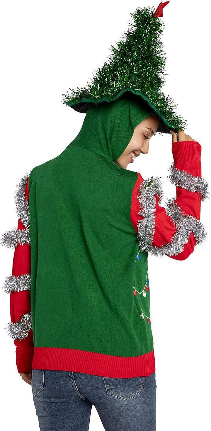 Unisex Damen Herren Hässlicher Weihnachtspullover lustig gestrickter Weihnachts-Hoodie für Frauen mi