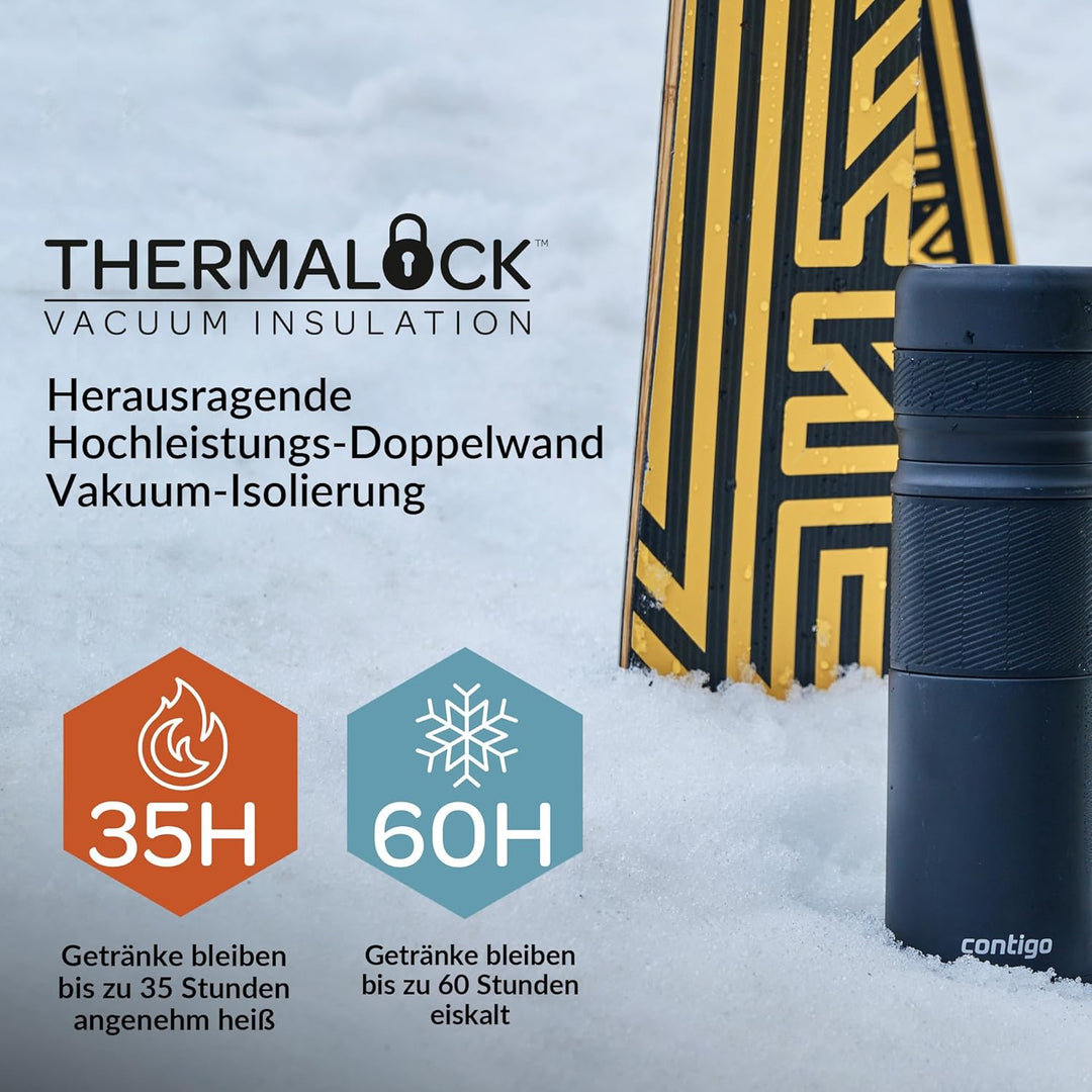 Contigo Thermoflasche Thermalock, Edelstahl Isolierbecher, Kaffebecher to go, auslaufsicher, spülmas