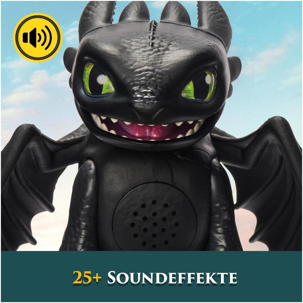 Dreamworks How to Train your Dragon, Interaktiver Mini-Drache Ohnezahn, Figur mit Soundeffekten, Spi