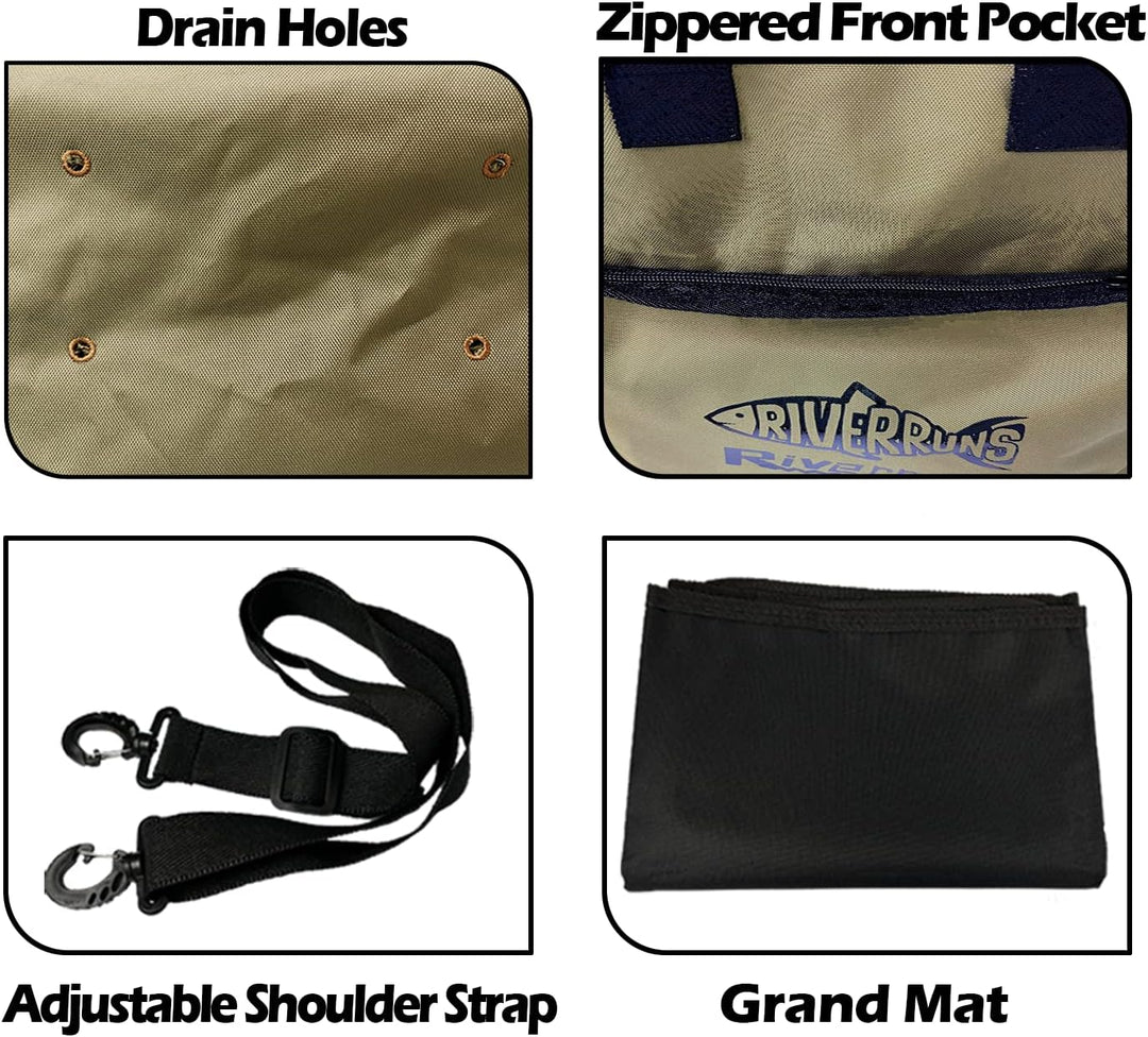 Riverruns Angeln Jagd Wathose Tasche mit belüftetem Netz, Wathose Stiefeltasche, Fliegenfischen Ruck