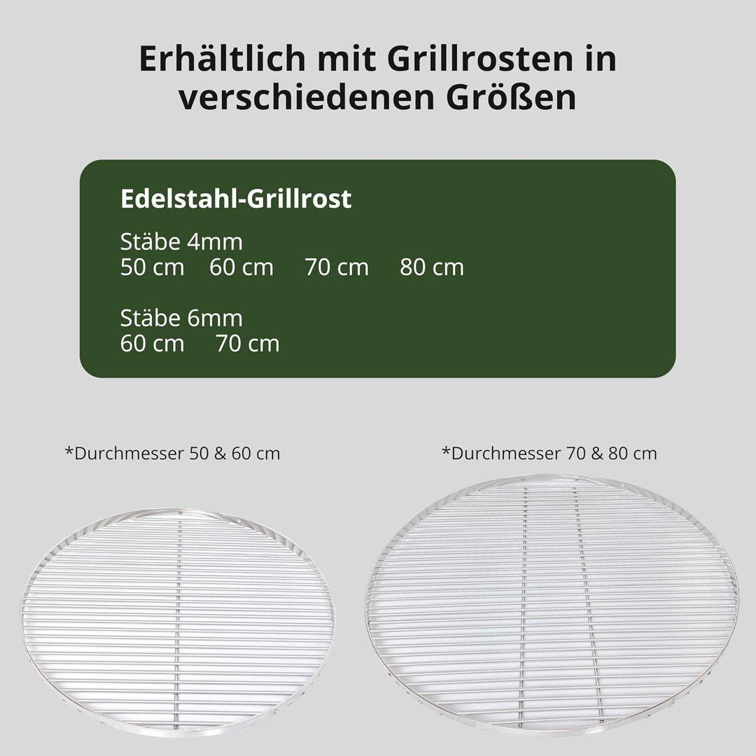 Edelstahl - Dreibein Schwenker Grillgestell & 80 cm Edelstahlrost