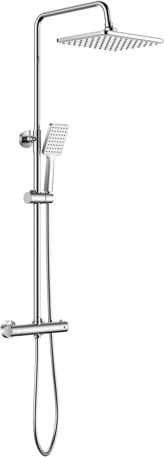 YOOZENA Duscharmatur Komplettset,Duscharmatur mit Thermostat,Regendusche mit armatur, Duschsystem,fü