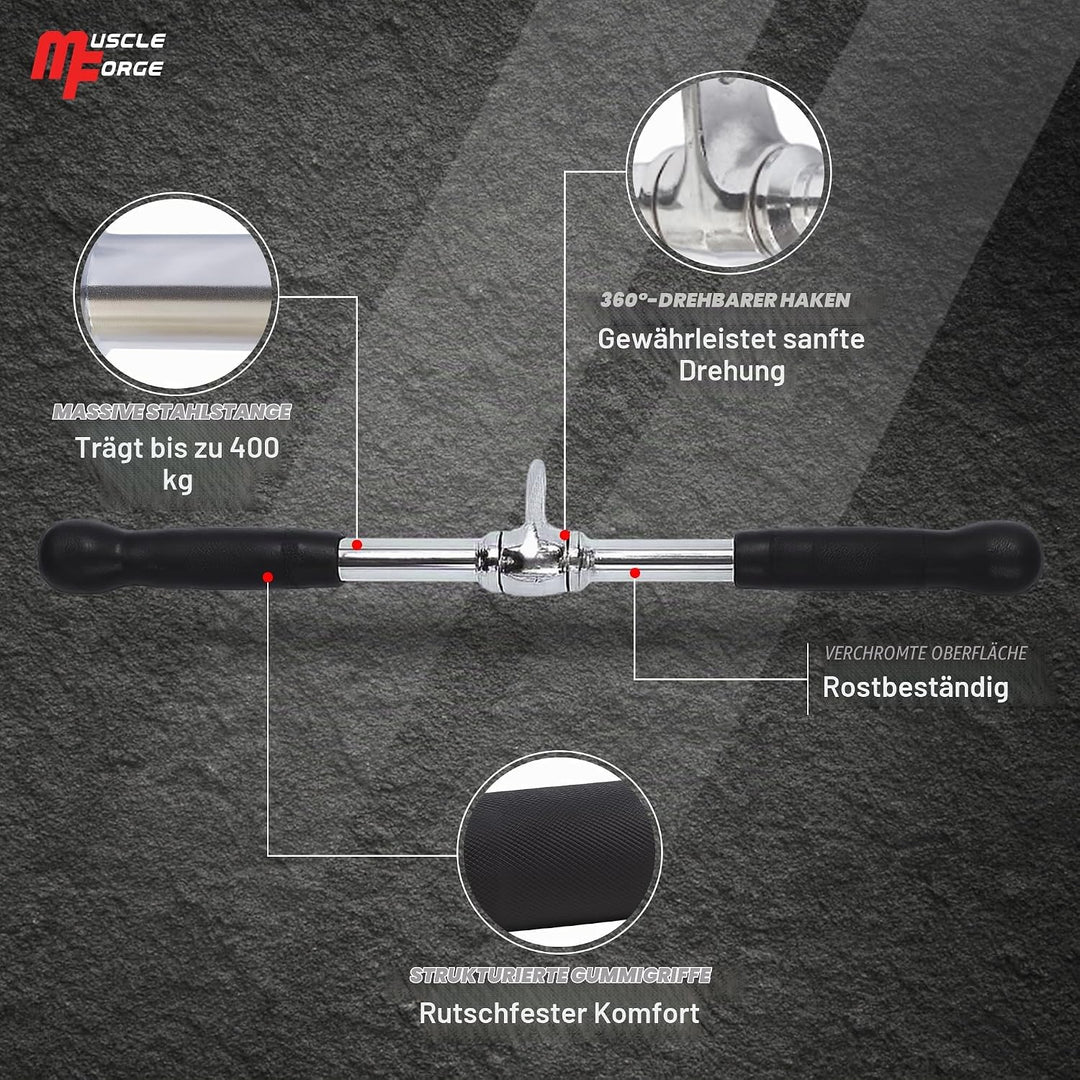 MuscleForge® Aufsatz für Latzug, Seilzug, Griff mit Drehbarem für Kabelmaschine, Kabelzug Griff für