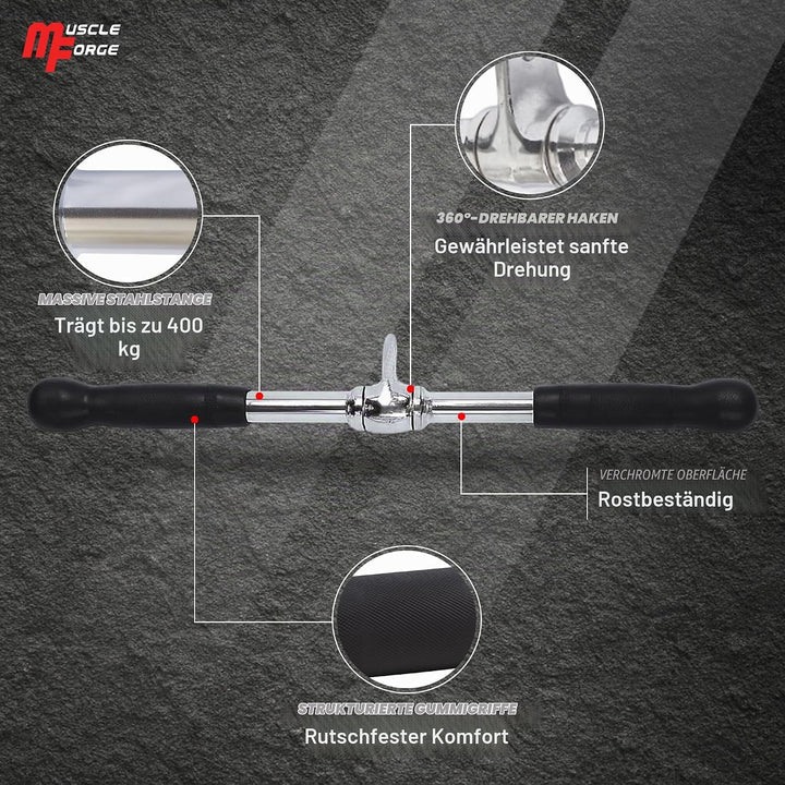 MuscleForge® Aufsatz für Latzug, Seilzug, Griff mit Drehbarem für Kabelmaschine, Kabelzug Griff für