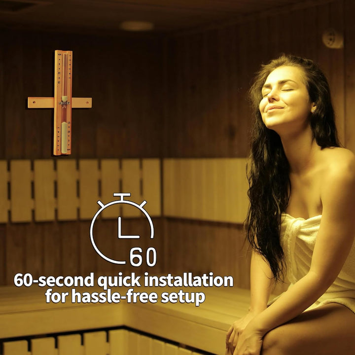 Sauna-Timer, 360 Grad Drehbar 15-Minuten-Sanduhr mit Weissem Sand Hitzebeständig Wandmontage Saunauh