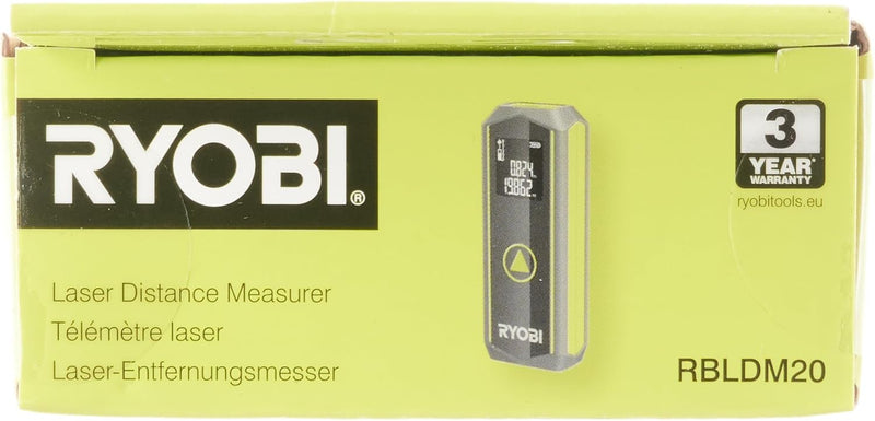 RYOBI Entfernungsmessgerät RBLDM20 (0,15m bis 20 m Reichweite, Genauigkeit von ± 2 mm), Entfernungsm