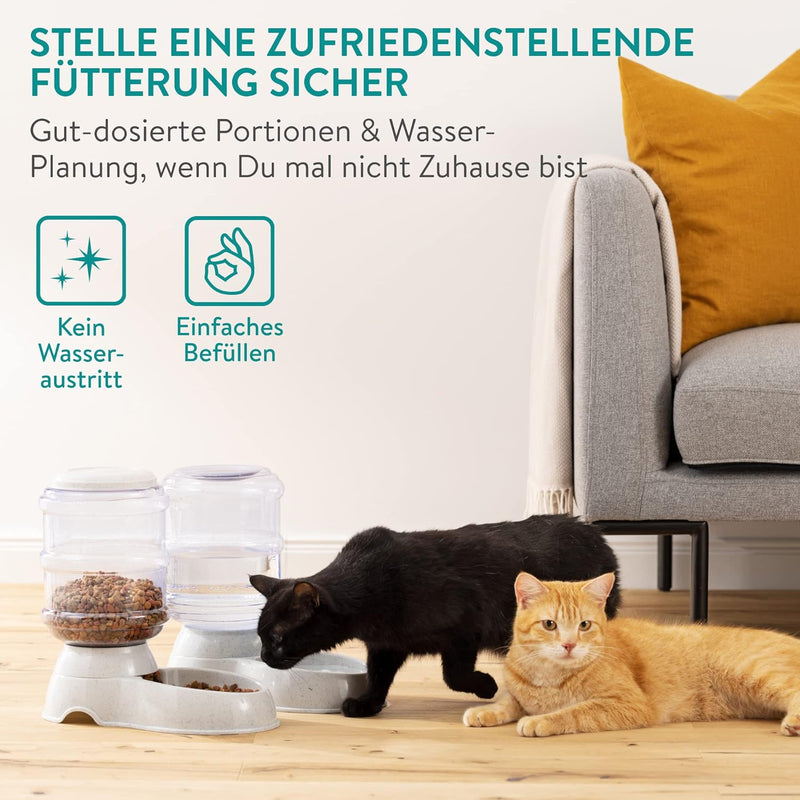 Navaris Futterspender und Wasserspender für Haustiere - Set zur Fütterung von Hund und Katze - Futte