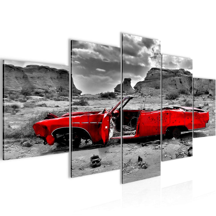 Runa Art Wandbilder Auto Grand Canyon 5 Teilig Bild auf Vlies Leinwand Deko Wohnzimmer Vintage Grau