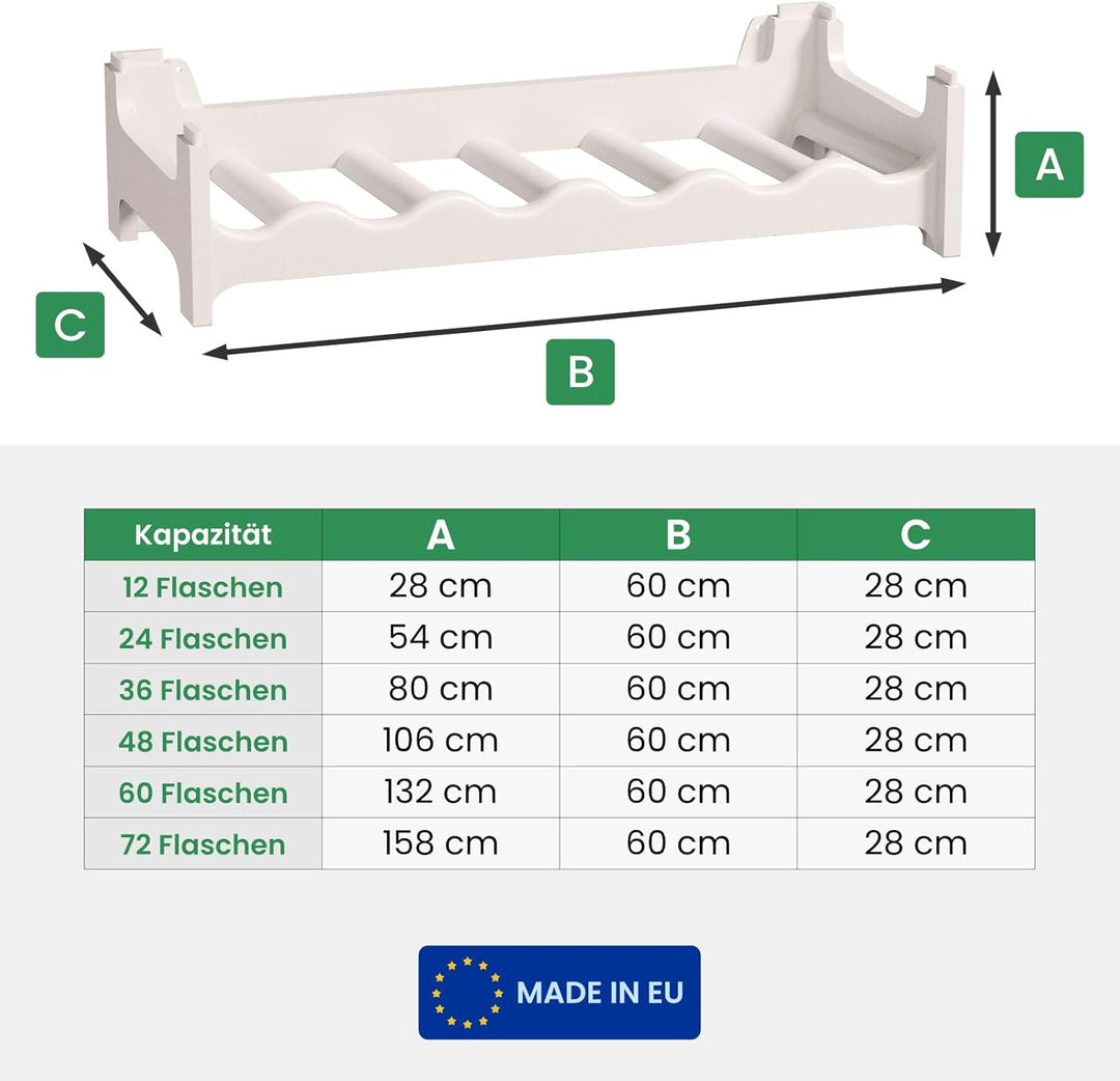 ARTECSIS Weinregal stapelbar Kunststoff für 48 Flaschen, stabiles Flaschenregal in Gastronomie-Quali