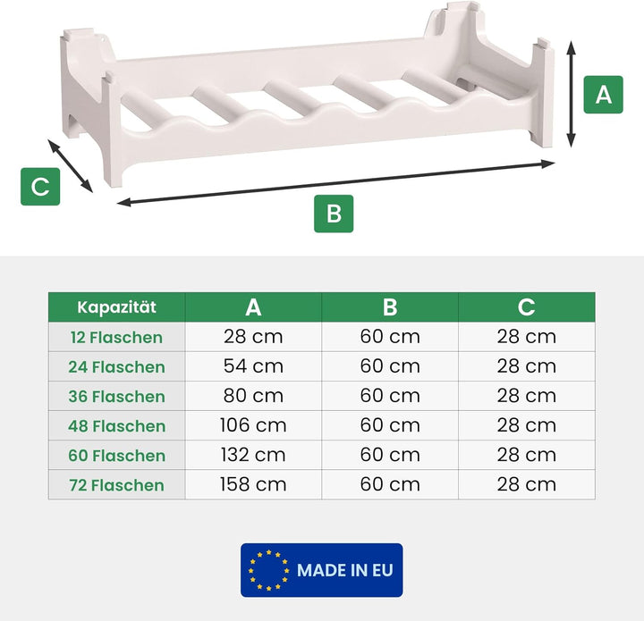 ARTECSIS Weinregal stapelbar Kunststoff für 48 Flaschen, stabiles Flaschenregal in Gastronomie-Quali