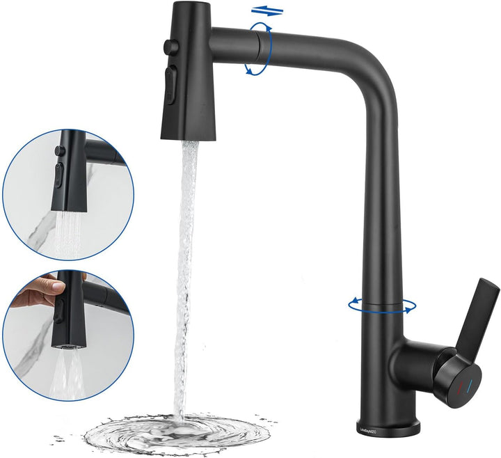 Wasserhahn Küche Mit Brause Ausziehbar,Küchenarmatur 360°Schwenkbar Spültischarmatur,Einhebel Armatu