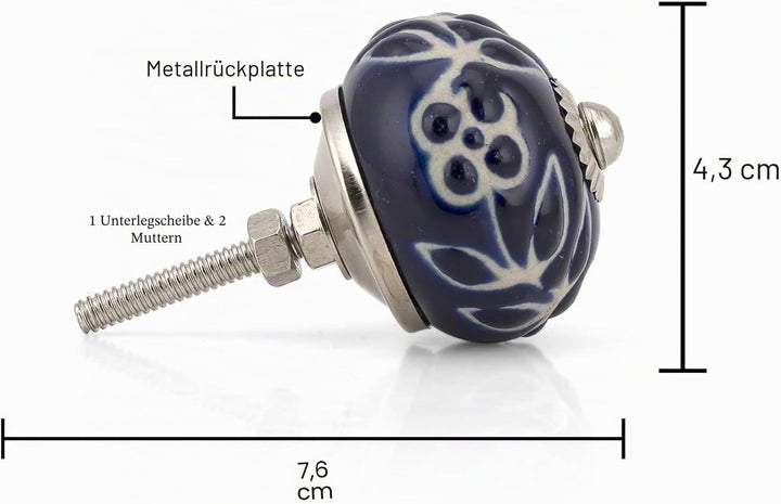 Craft Trade Blau Türschrankknopf Boho Antik Keramik-Türknöpfe Kommode Schublade Zieht Hardware Knöpf