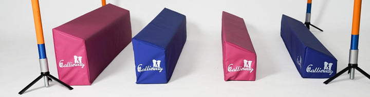 Callieway Agility Soft-Weitsprung - FCI konform (inkl. 4 Ecksteher in orange) blau/himbeer inkl. Eck