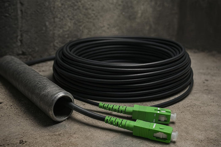 Elfcam - 40m Gepanzerte Glasfaserkabel SC/APC auf SC/APC Simplex Singlemode, Kompatibel mit Glasfase