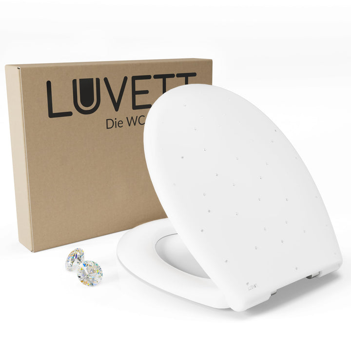 LUVETT® WC-Sitz S100 mit Glitzer-Steinen, oval, mit Absenkautomatik SoftClose®, abnehmbar, antibakte