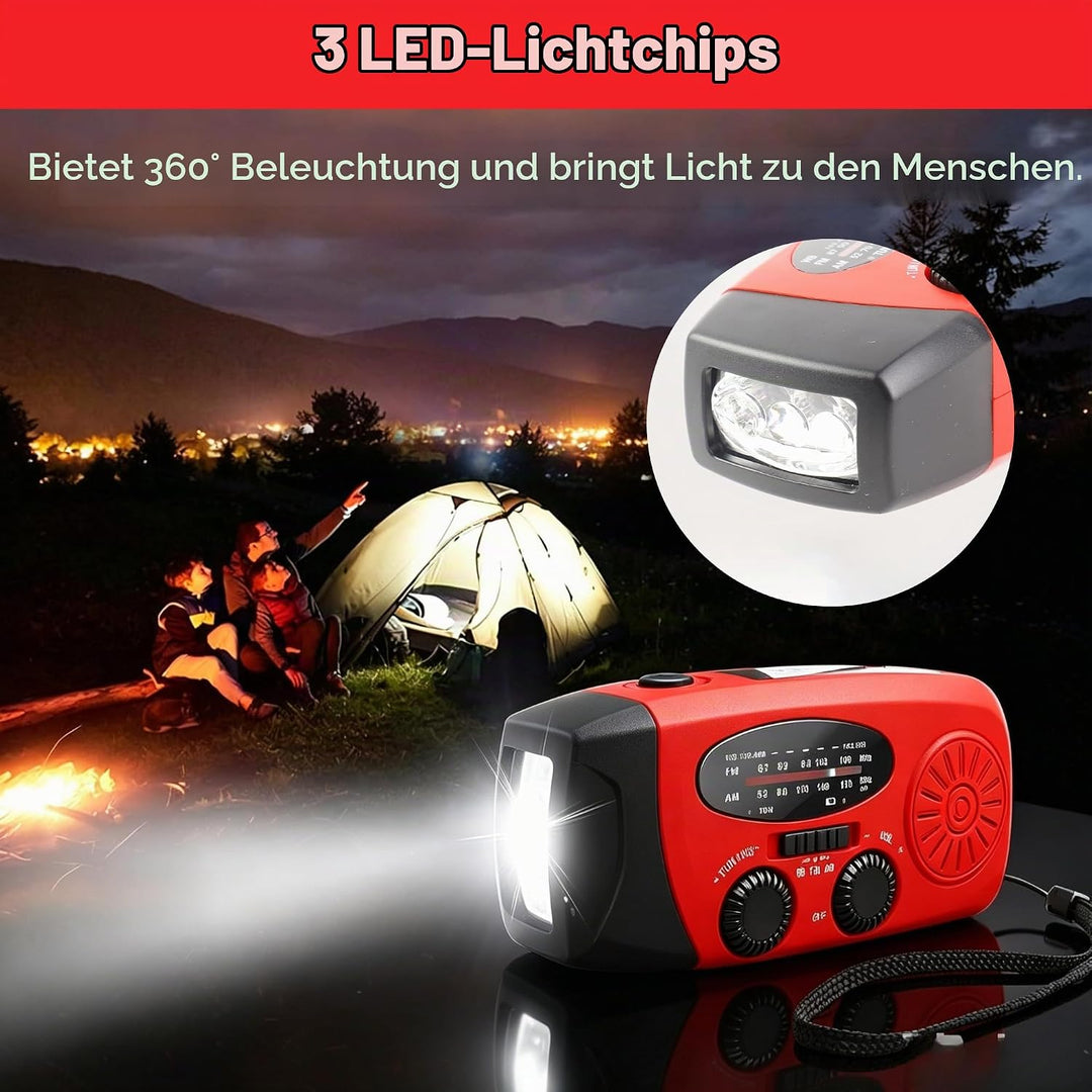 Notfall-Solarradio Solar Handkurbelradio AM/FM/NOAA Kurbelradio mit 1200mAh Akku Wiederaufladbare fü
