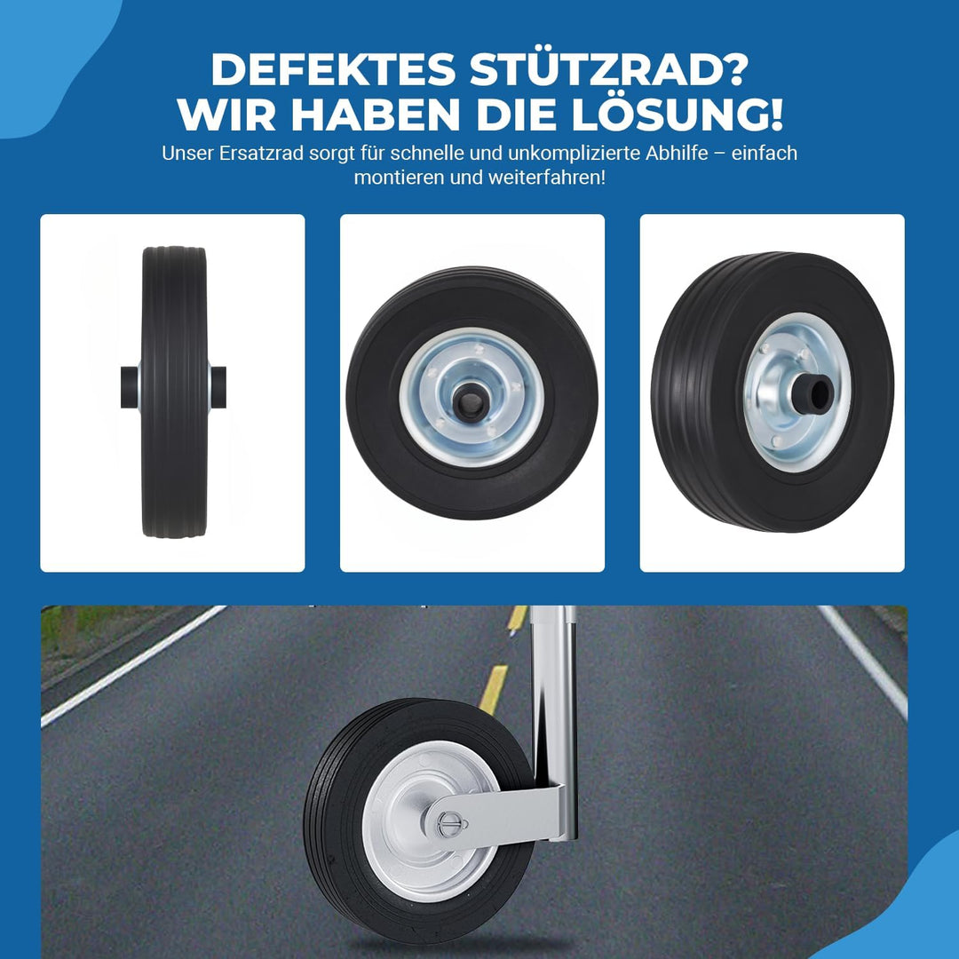 Ersatzrad 225x70mm Vollgummireifen auf Stahlfelge – passend für Automatik-Stützräder bis 400 kg – ro