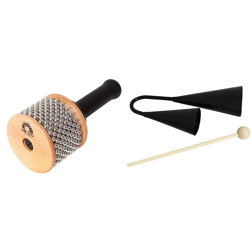 Club Salsa F835250 Cabasa, 16,5 cm x 6 cm &amp; A-Star AGG02 Agogo doppel Metall Glocke 16,5 cm x 6 cm B