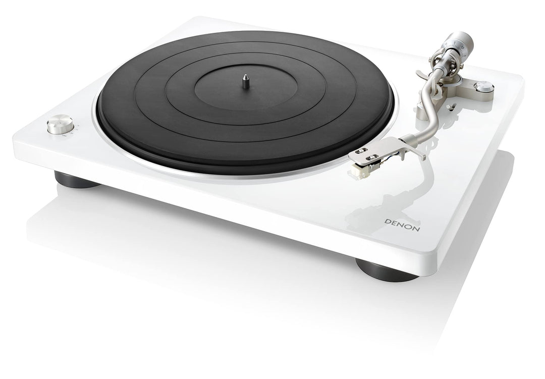 Denon DP400BKEM Plattenspieler (Riemenantrieb, Tonarmlift, eingebauter Vorverstärker, S-Tonarm) Weis