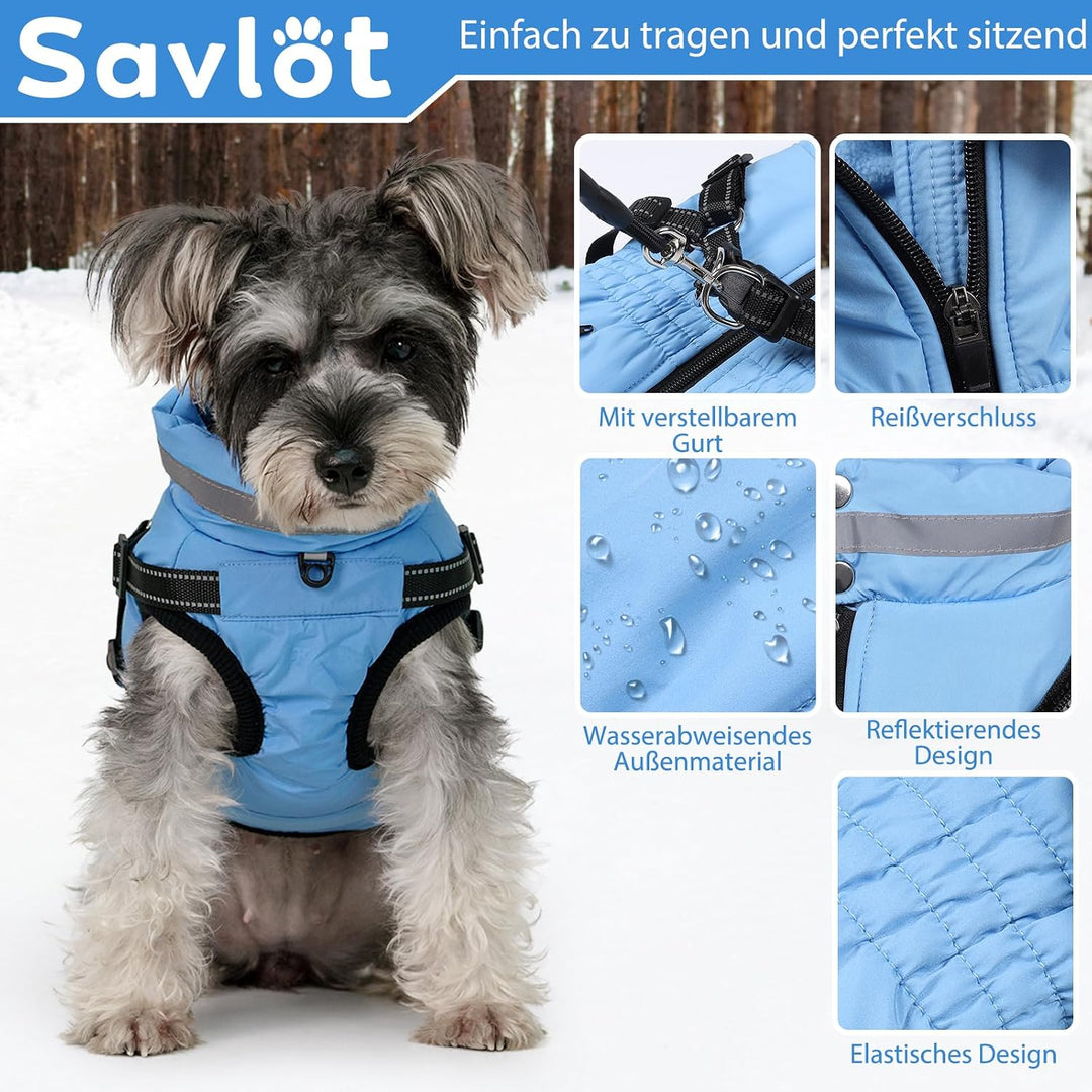 Hundemantel Wasserdicht Hundejacke Hundepullover mit Reissverschluss Kleine Hunde Winter Warme Jacke