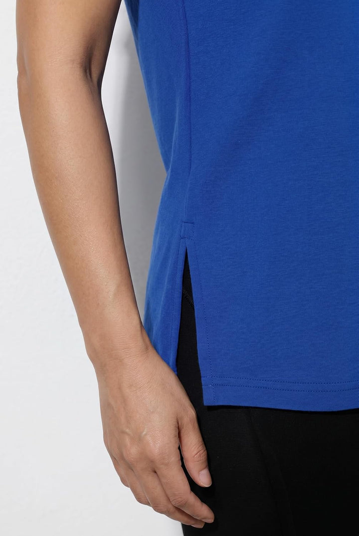 Ulla Popken Damen grosse Grössen Übergrössen Plus Size Shirt 1/2 Arm Doublelayer 820860 42-44 Kobalt