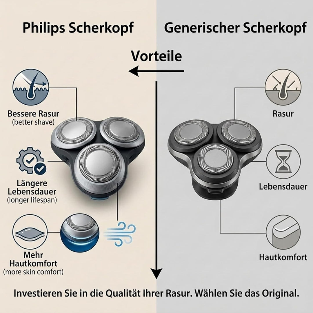 Ersatz-Scherkopf für Philips Rasierer 9000 Series, Kompatibel mit Philips Rasierer 9000 Series und S