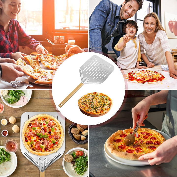 Pizzaschieber Perforiert, Silbrig 12 Zoll Pizzaschieber 39,5 * 30 cm, Pizza Schieber Aluminiumlegier