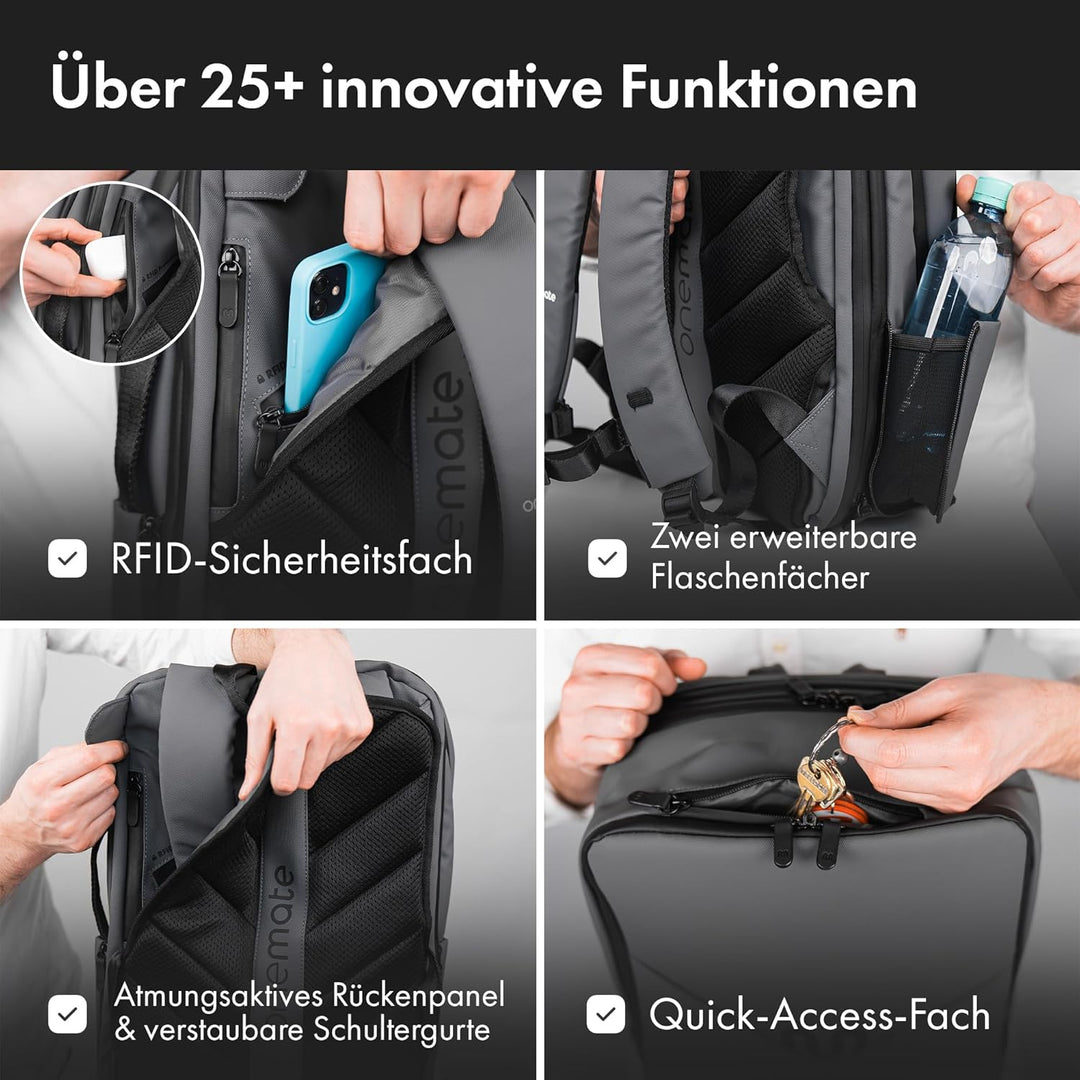 onemate Rucksack Backpack Pro 2 (Herren und Damen) Vielseitig und Durchdacht 22L Space-grey, Space-g