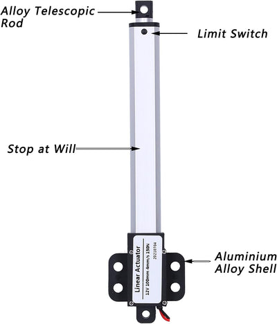 100mm 12V Linearaktuator Produkte für Lineartechnik Lineartechnik-Aktuatoren Geräuscharmer Kurzschlu