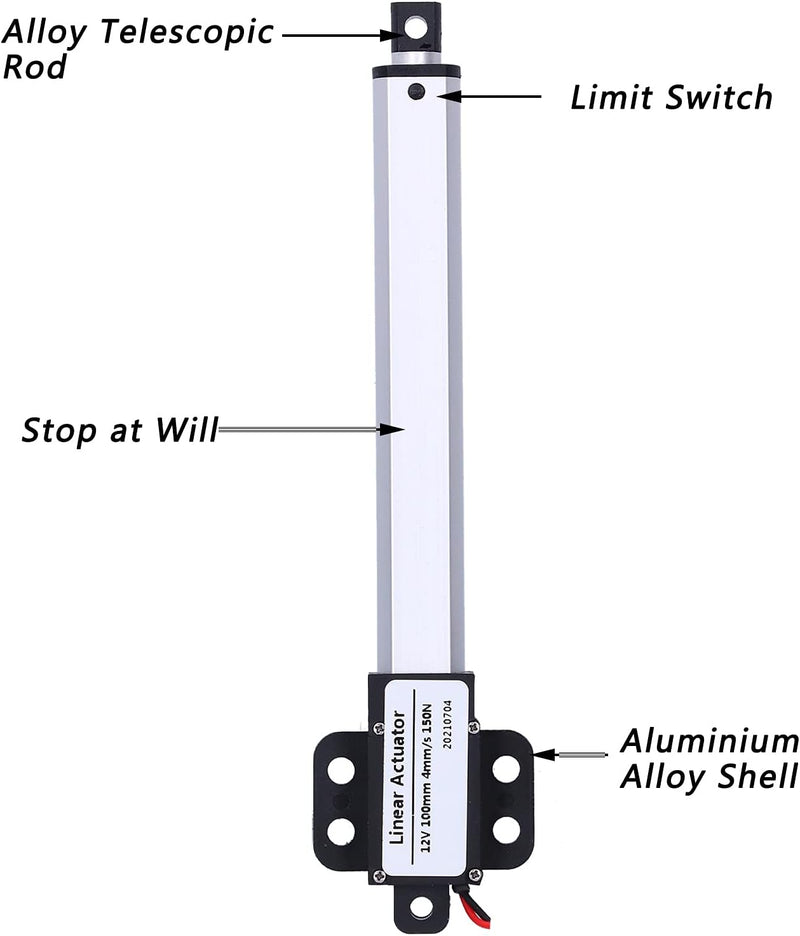 100mm 12V Linearaktuator, Linearantrieb Schubstange Geräuscharmer Kurzschlussschutz Elektrischer Min