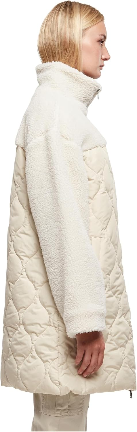 Urban Classics Ladies Oversized Sherpa Quilted Coat, Oversize Fit Frauen Mantel mit Taft gefüttert,