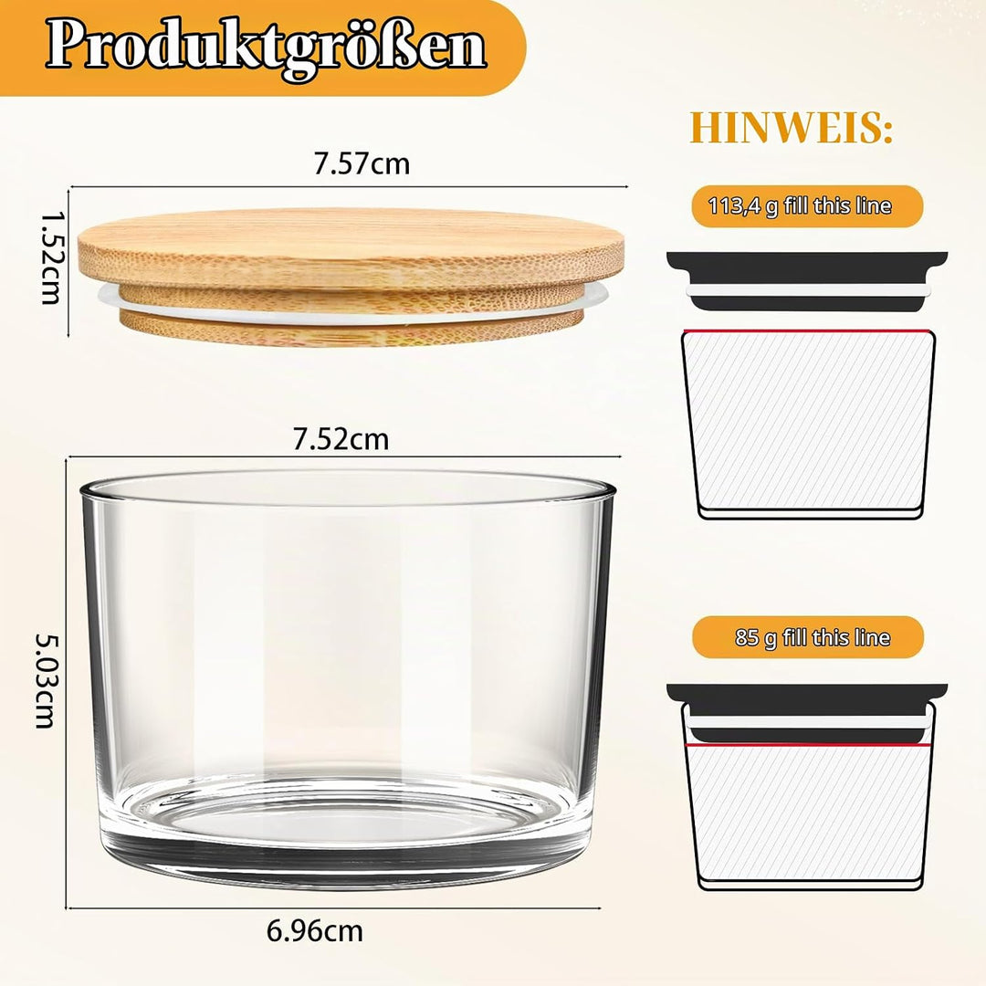 15 StüCk 140 ml KerzengläSer Zum Kerzen GiessEn KerzengläSer Mit Deckel und Klebrigen Etiketten Kerz